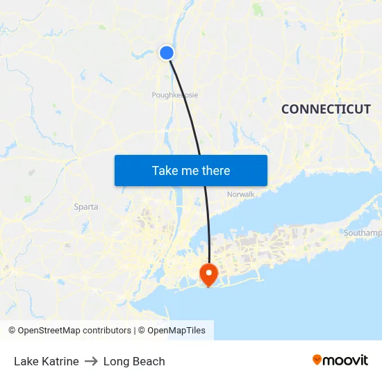 Lake Katrine to Long Beach map