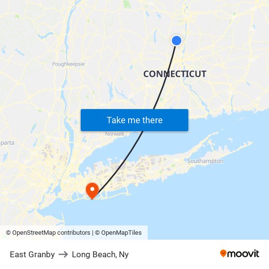 East Granby to Long Beach, Ny map