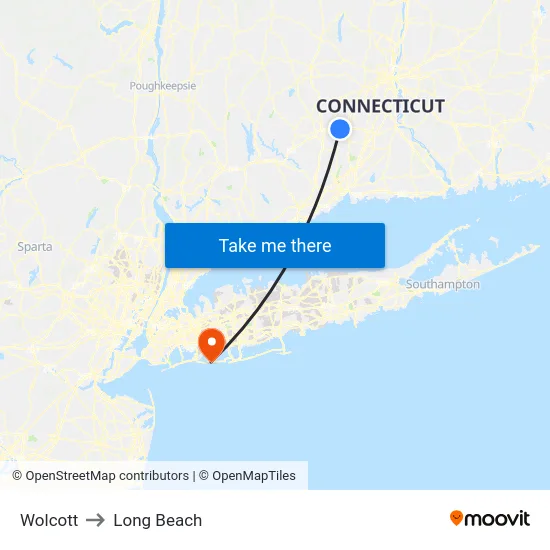 Wolcott to Long Beach map