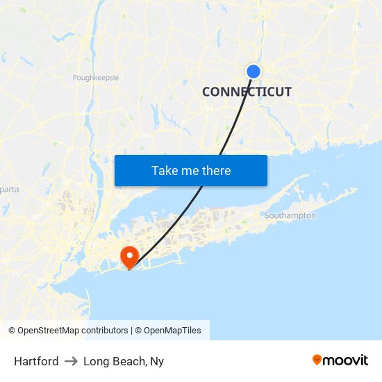 Hartford to Long Beach, Ny map