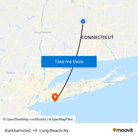 Barkhamsted to Long Beach, Ny map