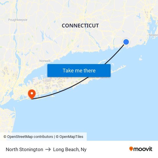 North Stonington to Long Beach, Ny map