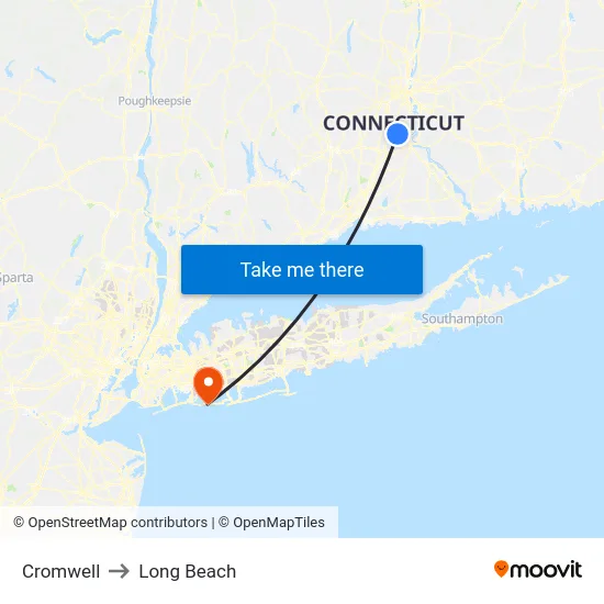 Cromwell to Long Beach map