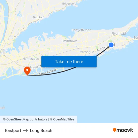 Eastport to Long Beach map