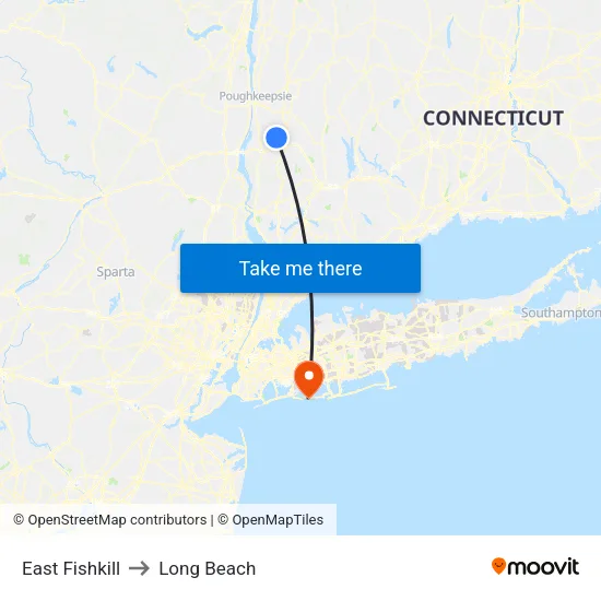 East Fishkill to Long Beach map