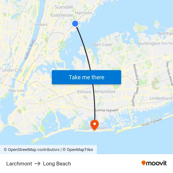 Larchmont to Long Beach map