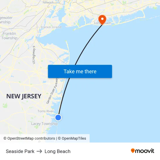 Seaside Park to Long Beach map
