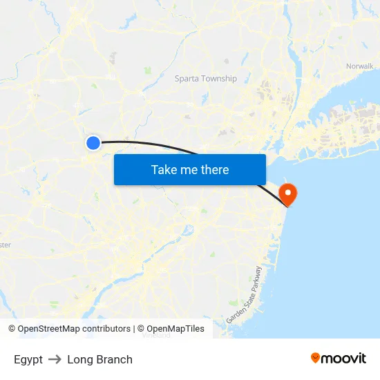 Egypt to Long Branch map