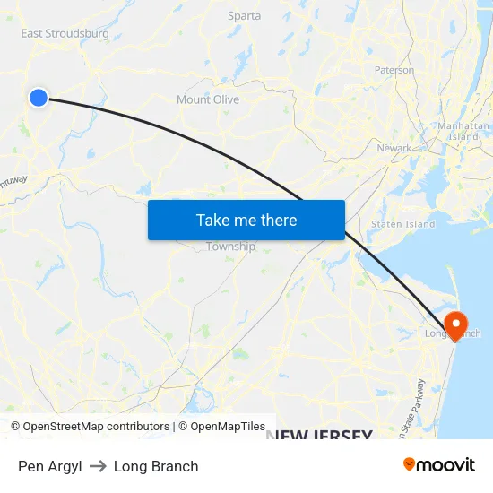Pen Argyl to Long Branch map