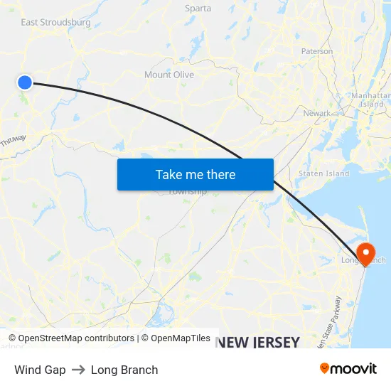 Wind Gap to Long Branch map