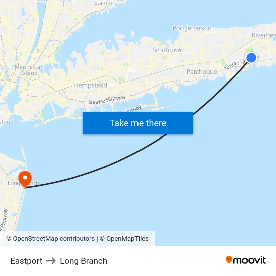 Eastport to Long Branch map