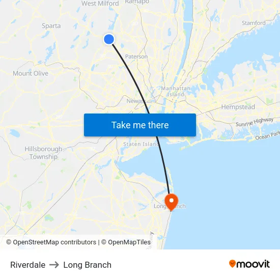 Riverdale to Long Branch map