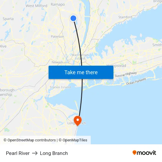 Pearl River to Long Branch map