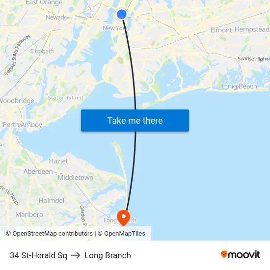 34 St-Herald Sq to Long Branch map