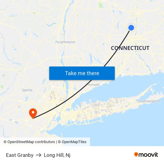 East Granby to Long Hill, Nj map