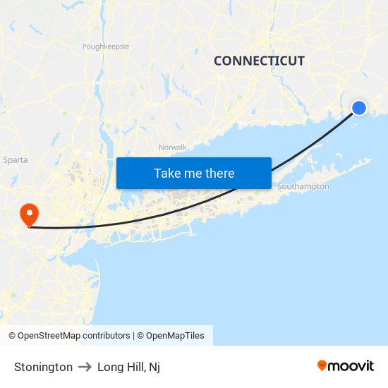 Stonington to Long Hill, Nj map