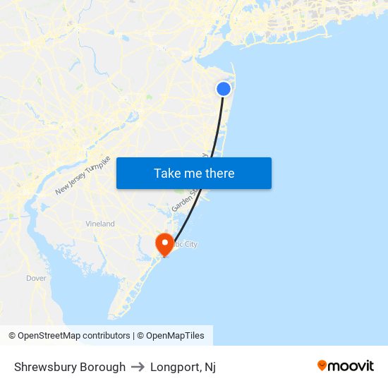 Shrewsbury Borough to Longport, Nj map