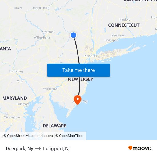 Deerpark, Ny to Longport, Nj map