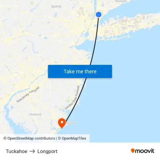 Tuckahoe to Longport map