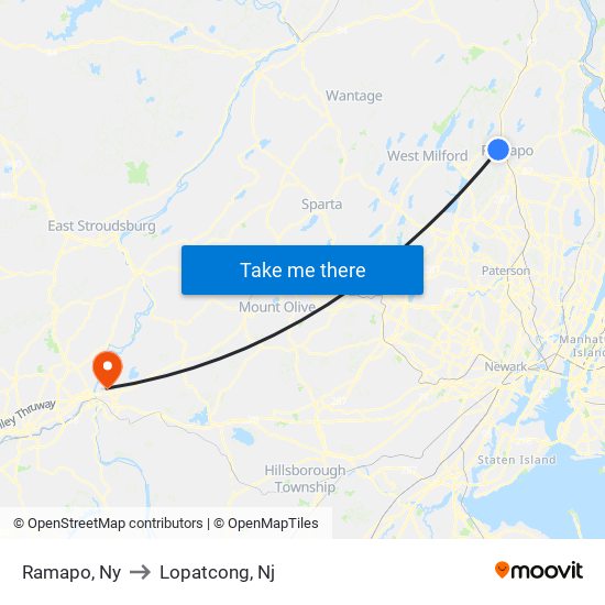 Ramapo, Ny to Lopatcong, Nj map