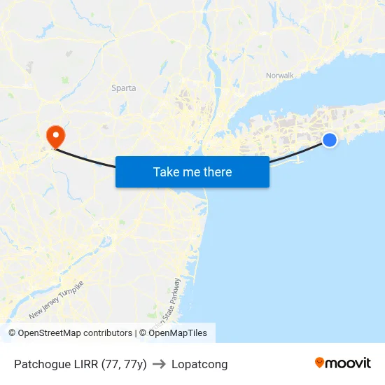 Patchogue LIRR (77, 77y) to Lopatcong map