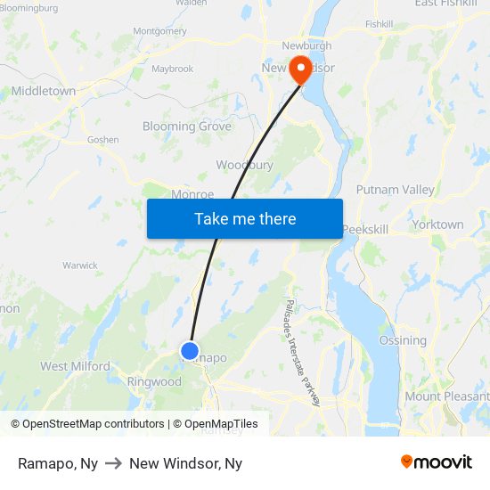 Ramapo, Ny to New Windsor, Ny map