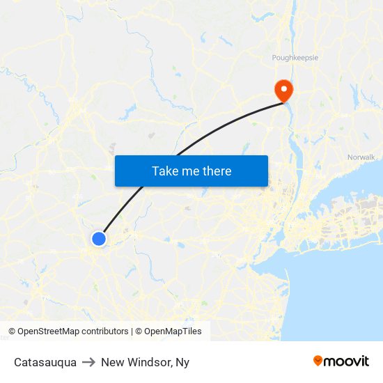 Catasauqua to New Windsor, Ny map