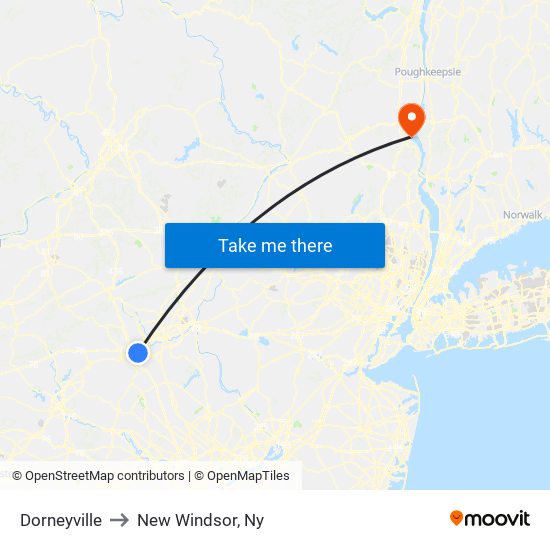 Dorneyville to New Windsor, Ny map