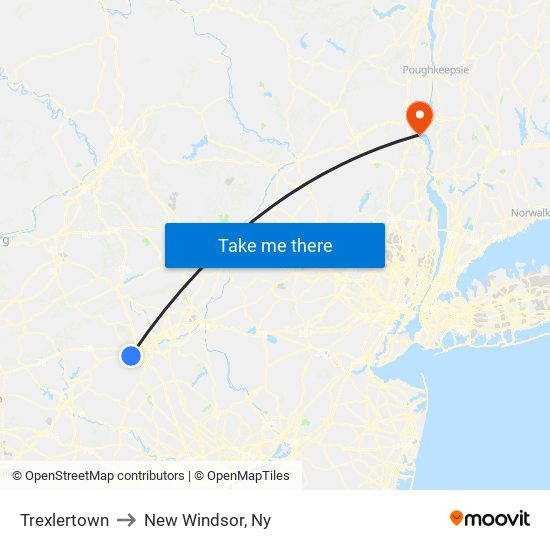 Trexlertown to New Windsor, Ny map