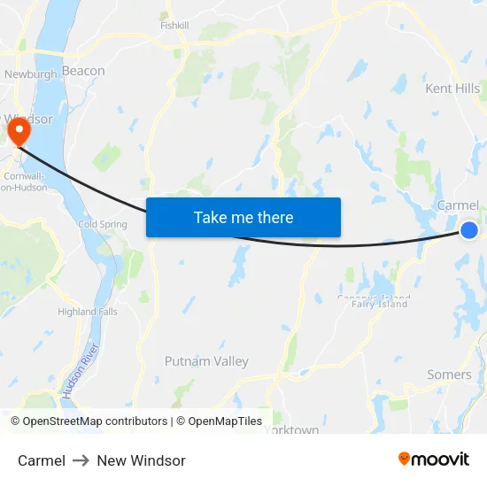 Carmel to New Windsor map