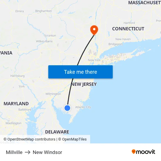 Millville to New Windsor map