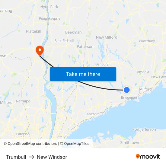 Trumbull to New Windsor map