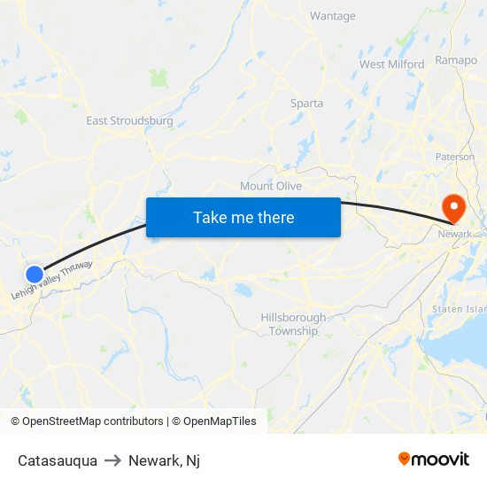 Catasauqua to Newark, Nj map