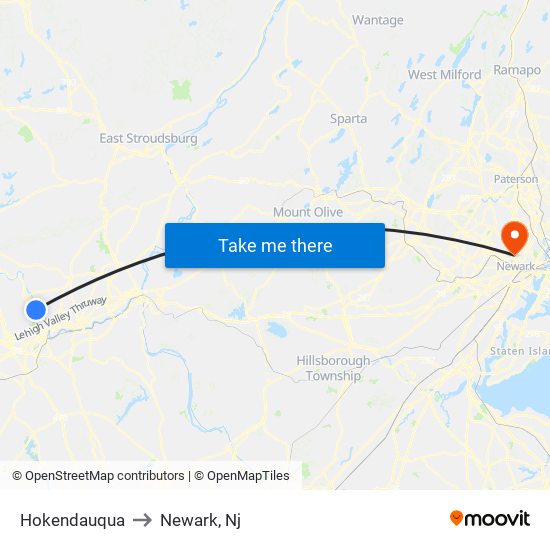 Hokendauqua to Newark, Nj map