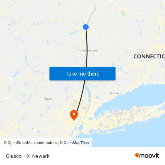 Glasco to Newark map