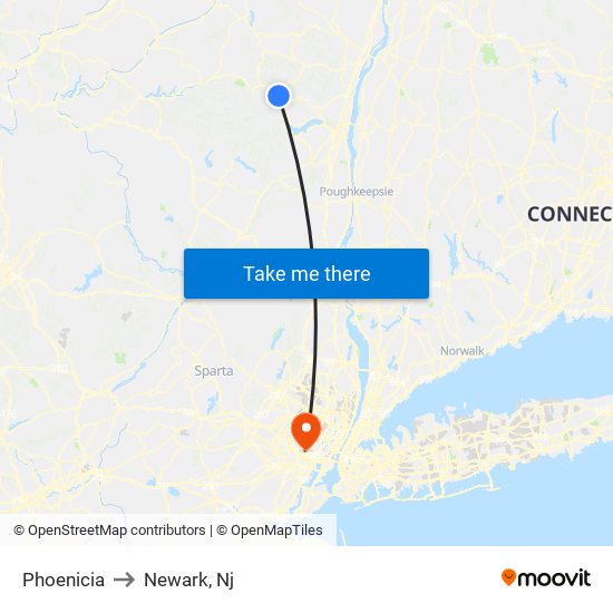 Phoenicia to Newark, Nj map