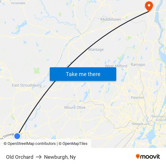 Old Orchard to Newburgh, Ny map