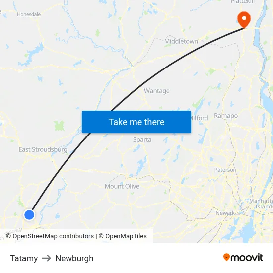 Tatamy to Newburgh map