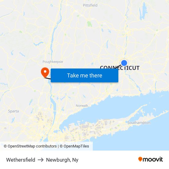 Wethersfield to Newburgh, Ny map