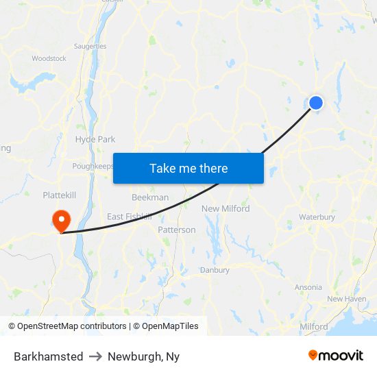 Barkhamsted to Newburgh, Ny map