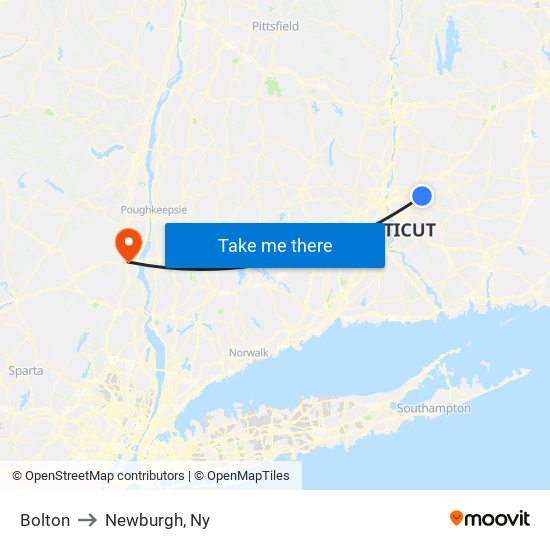 Bolton to Newburgh, Ny map