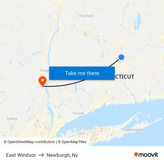 East Windsor to Newburgh, Ny map