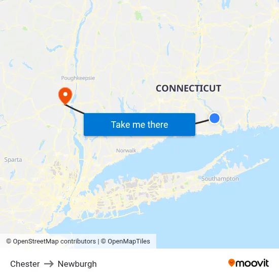 Chester to Newburgh map