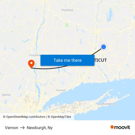 Vernon to Newburgh, Ny map