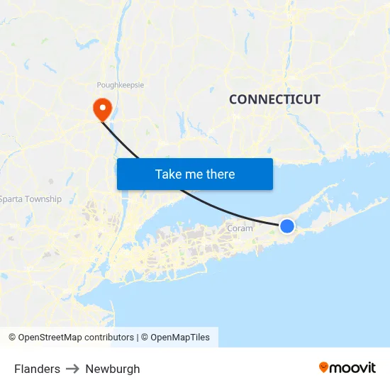 Flanders to Newburgh map