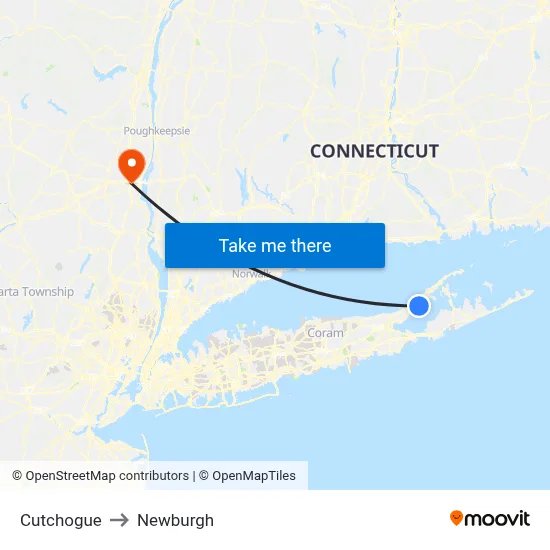 Cutchogue to Newburgh map