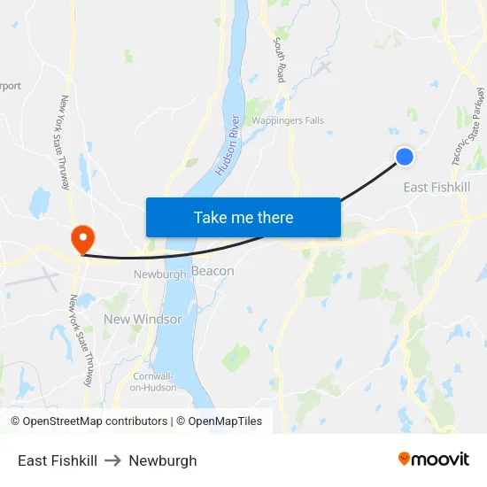 East Fishkill to Newburgh map