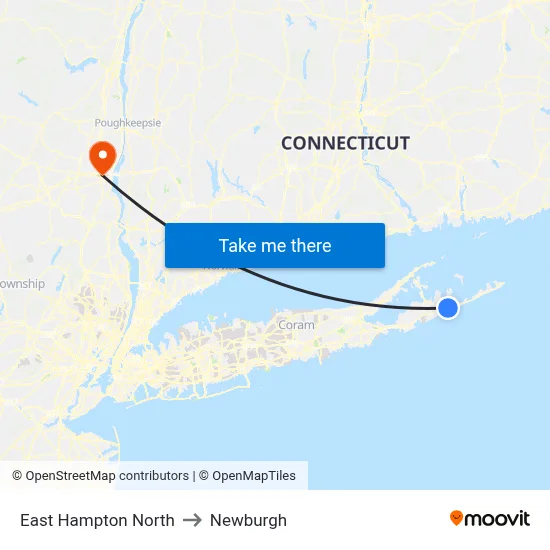 East Hampton North to Newburgh map