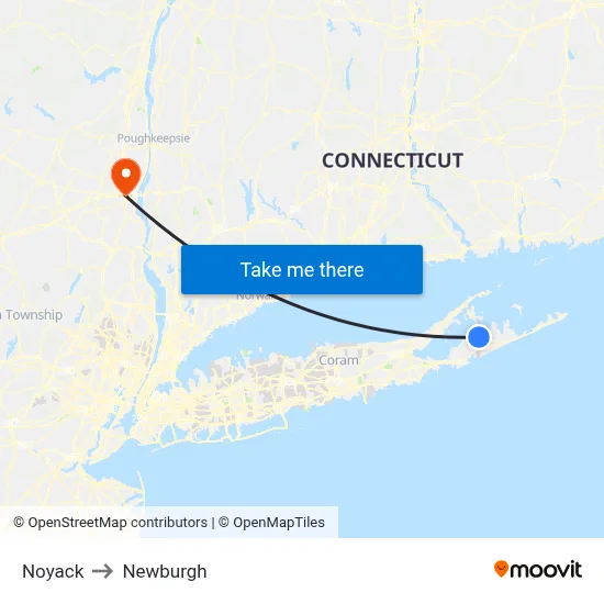 Noyack to Newburgh map