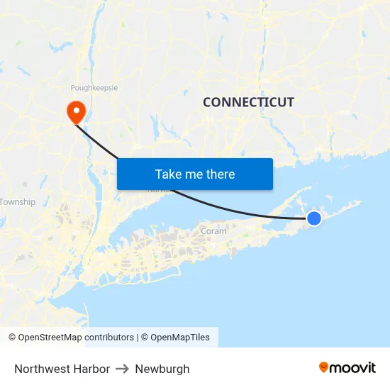 Northwest Harbor to Newburgh map
